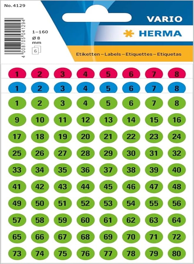 Herma Premium Self Adhesive Stickers Pack of 5 Sheets Different Shapes Water-Resistant For Craft Cards Decorations, Playing And Collecting - Multi Colour